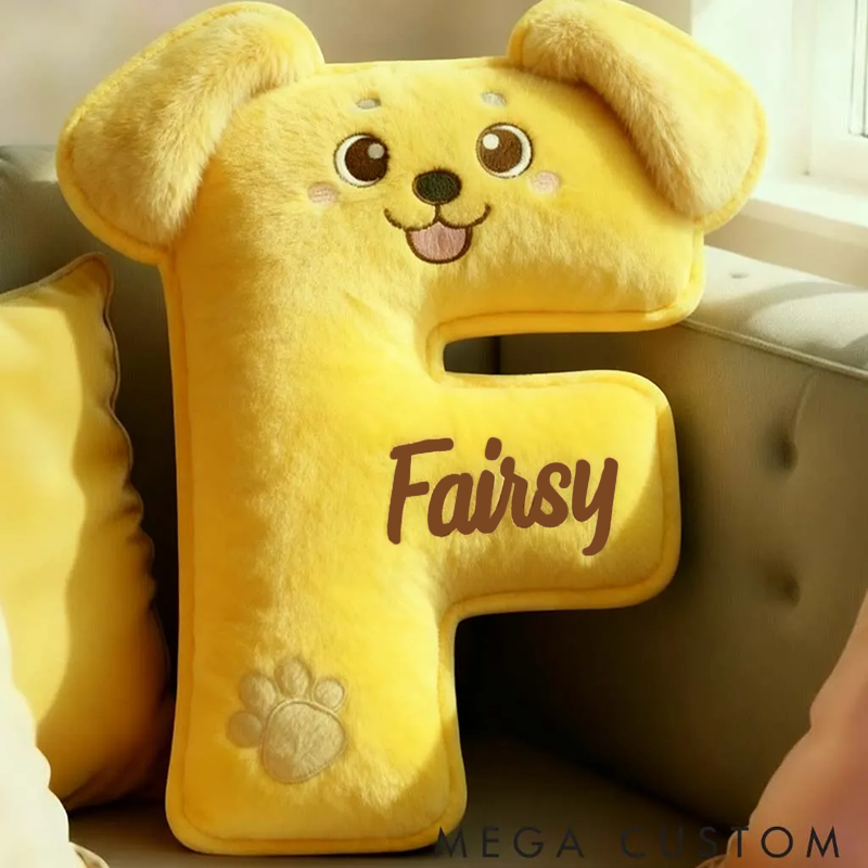 Personalized Dog Lover Cute Golden Retriever Letter Pillow Graphic 3D Print Pillow