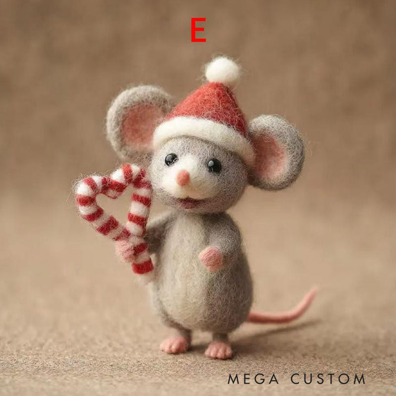 Felted Mouse Wool Figurine Tiny Animal Stocking Stuffer Holiday Tree Decoration Dollhouse Decor