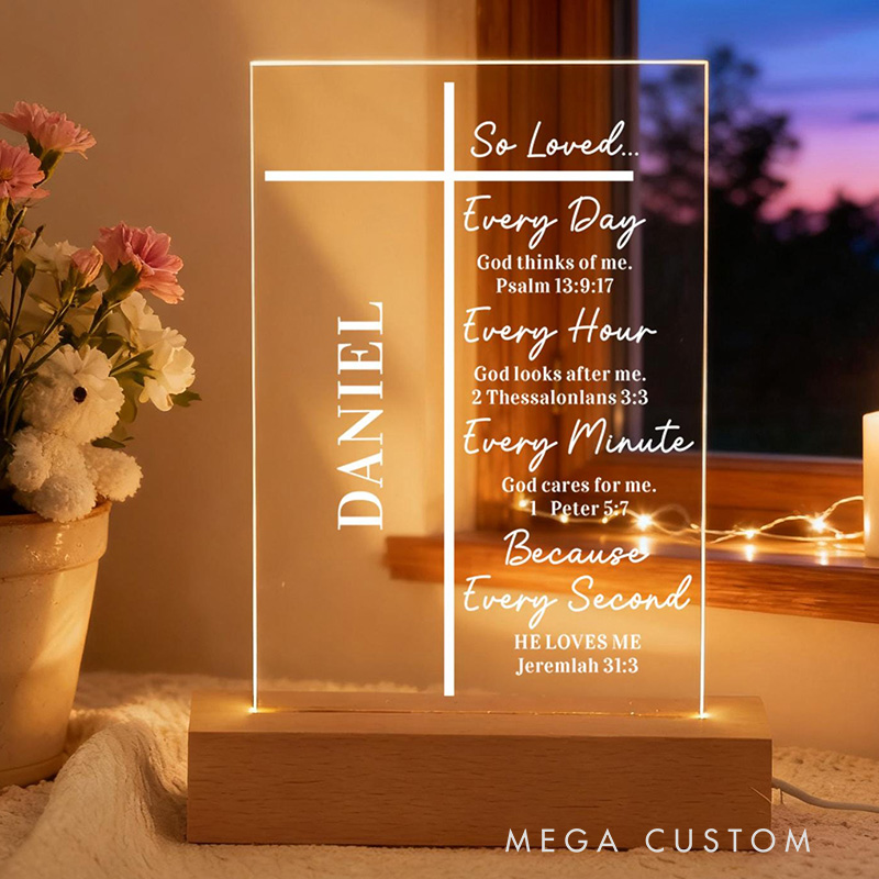 Personalized Bible Verse Cross LED Night Light with Name Home Decor Faith Based Decor Religious Gift Bible Verse Gift for Christians 