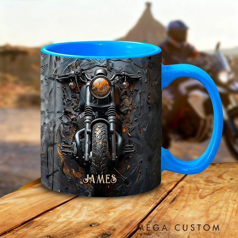 Personalized 3D Printed Choose Color Motorcycle Mug Custom Name Biker Coffee Cup Gift for Motorcycle Riders and Enthusiasts