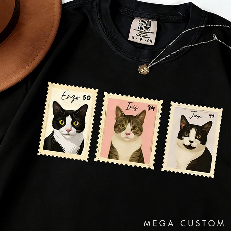 Personalized Pet Lover Custom Pet Portrait Stamp T-Shirt