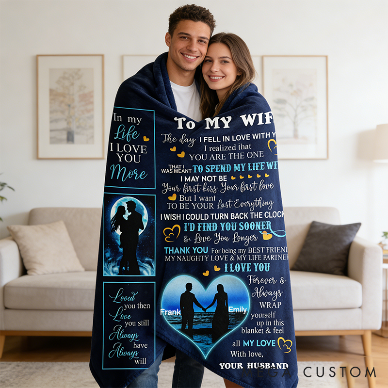 Personalized To My Wife Blanket Custom Couple Blanket with Name Valentine's Day Gift for Husband Wife Anniversary Gift