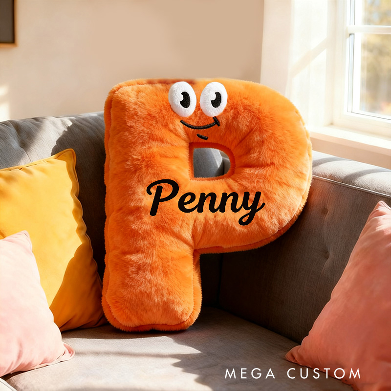 Personalized Funny Letter Cartoon Face Name Custom Kids Gift Bright Color Soft Playful Decorative Graphic 3D Print Pillow