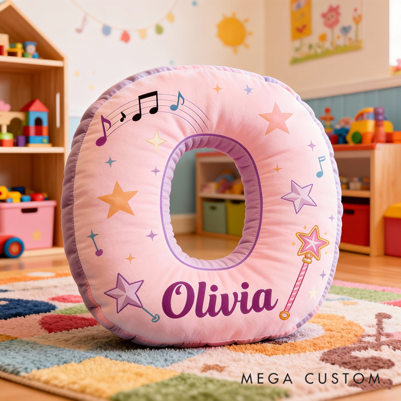 Personalized Colorful Notes Music Pillow with Name Soft Stuffed Toy for Kids Music Lovers Unique Decorative Cushion for Girls' Room