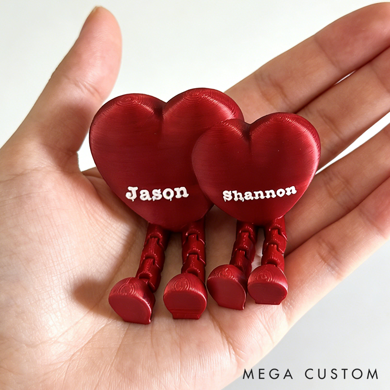 Personalized Valentine 3D Printed Heart Figurines Custom Couple Name Valentine's Gift for Her