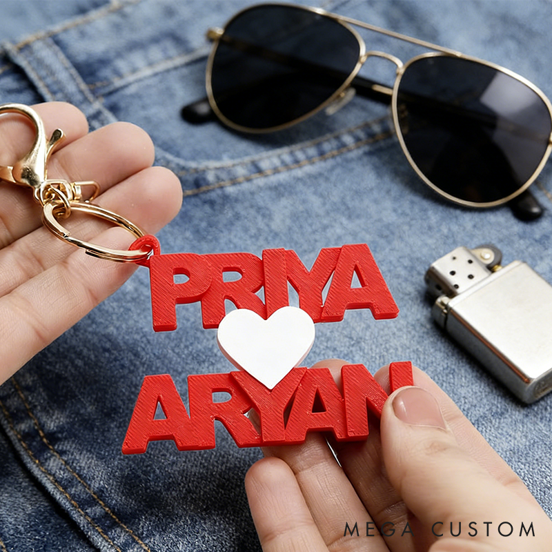 Personalized 3D Printed Couple Keychain-Valentines Day-Valentines Gift-Gift for couple-Gift for Her