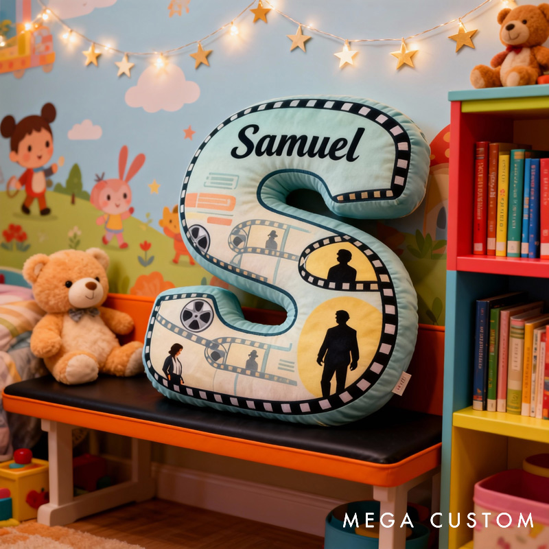 Personalized Film Reel Couple Pillow for Movie Lovers Initial Pillow Valentine's Day Birthday Party Gift for Kids and Movie Lovers