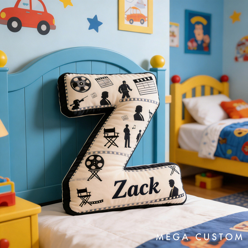 Personalized Film Reel Couple Pillow for Movie Lovers Initial Pillow Valentine's Day Birthday Party Gift for Filmmakers