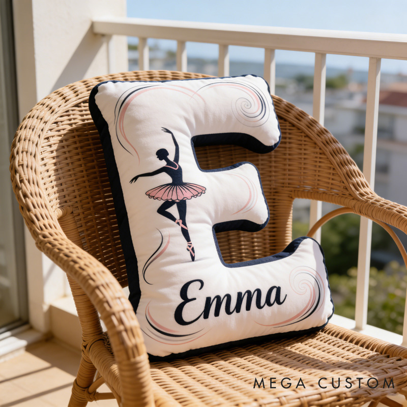 Personalized Ballet Dancers Pillow with Name Soft Stuffed Toy for Kids and Ballet Dancer Unique Decorative Cushion for Girls' Room
