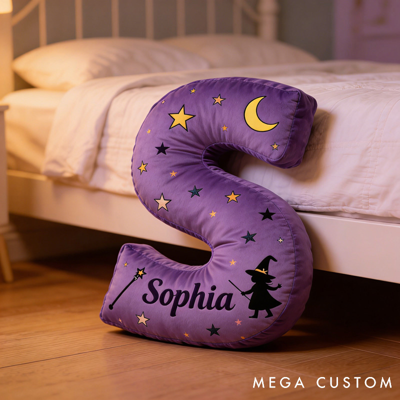 Personalized Little Magician Letter Pillow with Name Soft Stuffed Toy for Kids Unique Decorative Cushion for Girls' Room