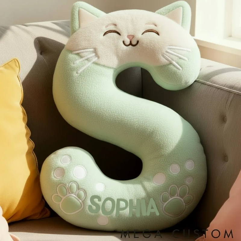 Personalized Cat Lover Funny Cat Letter Pillow Graphic 3D Print Pillow