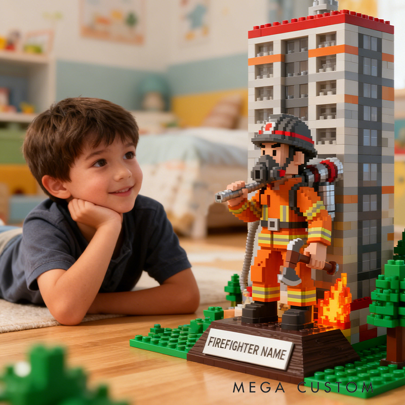 Personalized Firefighter Pixel Figurine a Unique Custom Gift for Firefighter Enthusiasts and Collectors
