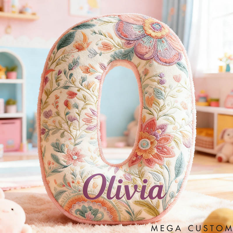 Personalized Flower Girl Elegance Floral 26 Letters Pillow Custom Girl friend Name Graphic 3D Printed Cushion Christmas Valentine's Day Gift for Her