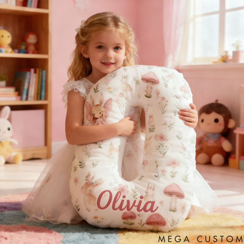 Personalized Flower Girl Floral Mushrooms Fairy Graphic 3D Printed Pillow Custom Girl friend Name Cushion Valentine's Day Gift Christmas Gift for Her