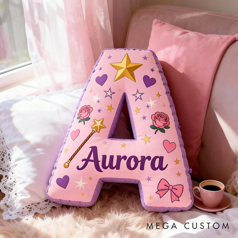 Personalized Love Cartoon Magic Letter Pillow with Name Soft Stuffed Toy for Kids and Lover Unique Decorative Cushion for Room for Valentine's Day Anniversary