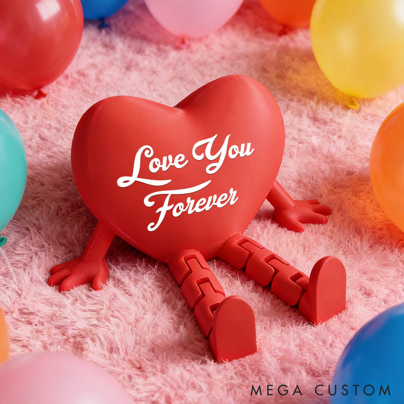 Personalized Valentine's Day Heart Decor with Dangling Legs Custom Couple 3D Printed Red Heart Table Sign with Text Anniversary Valentine's Day Gift