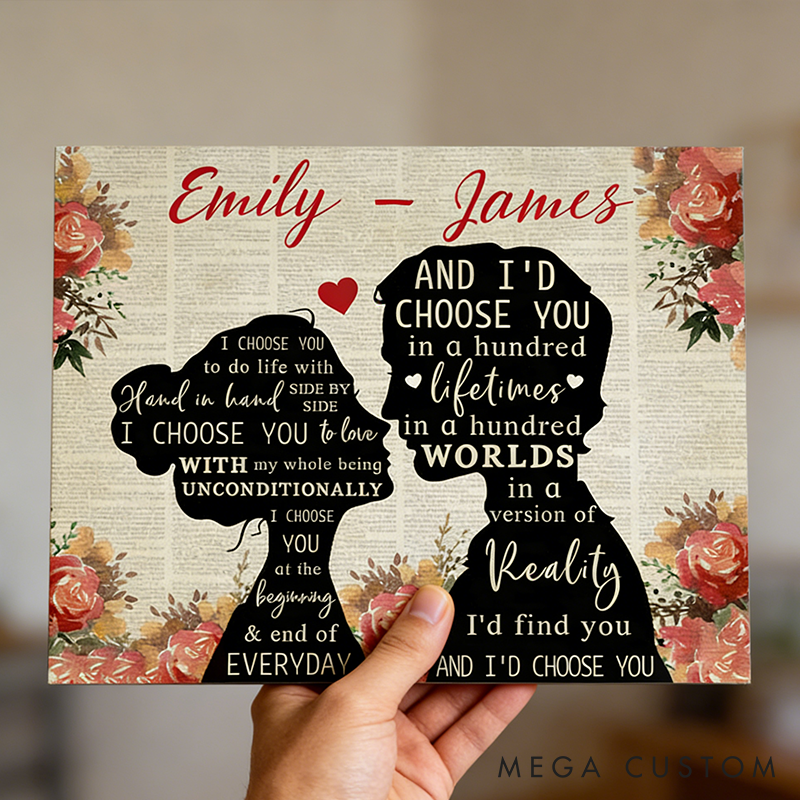 Personalized Couples Canvas Wall Art with Names Art Decorations Valentine's Day Gifts for Couple 