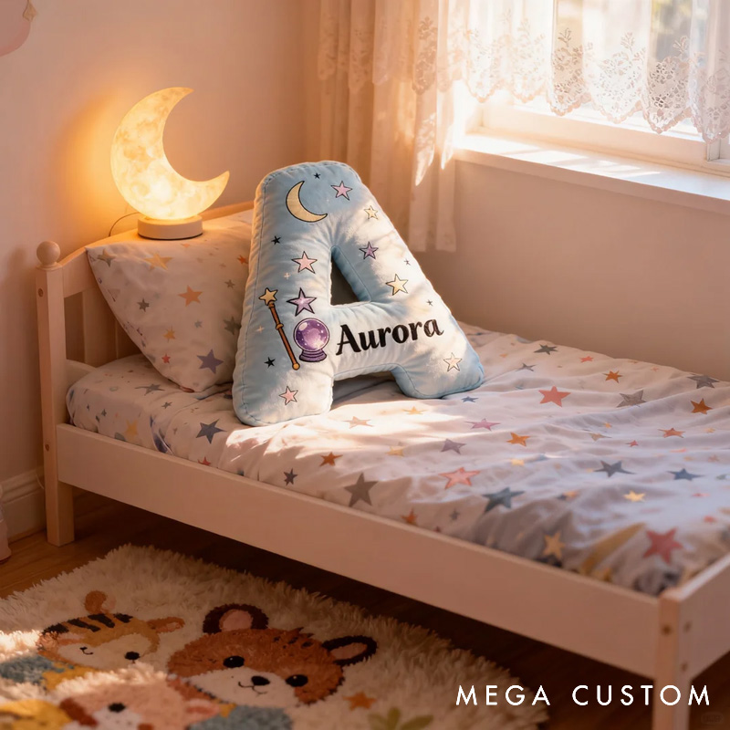 Personalized Cartoon Magic Letter Pillow with Your Name Soft Stuffed Toy for Kids Unique Decorative Cushion for Room