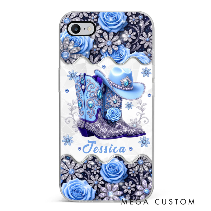 Personalized Cowgirl Gifts Bling Boots Babe Phone Case with Name Horse Racing Birthday Gift for Riding Lovers Equestrian Lovers Unique Style Phone Cases