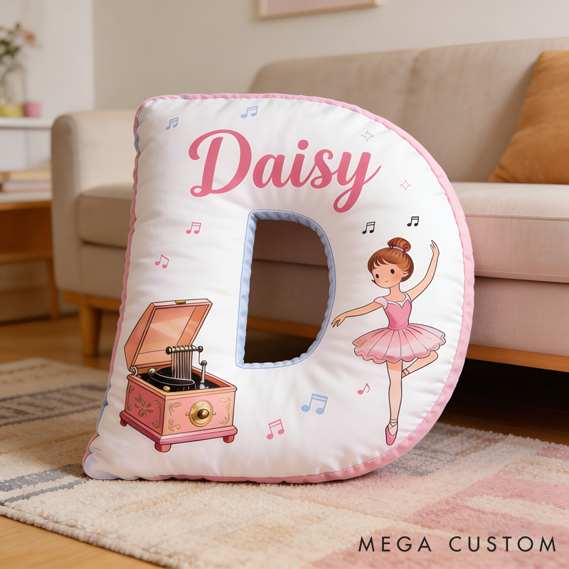 Personalized Ballet Dancers Letter Pillow with Name Soft Stuffed Toy for Kids and Ballet Dancer Unique Decorative Cushion for Girls' Room
