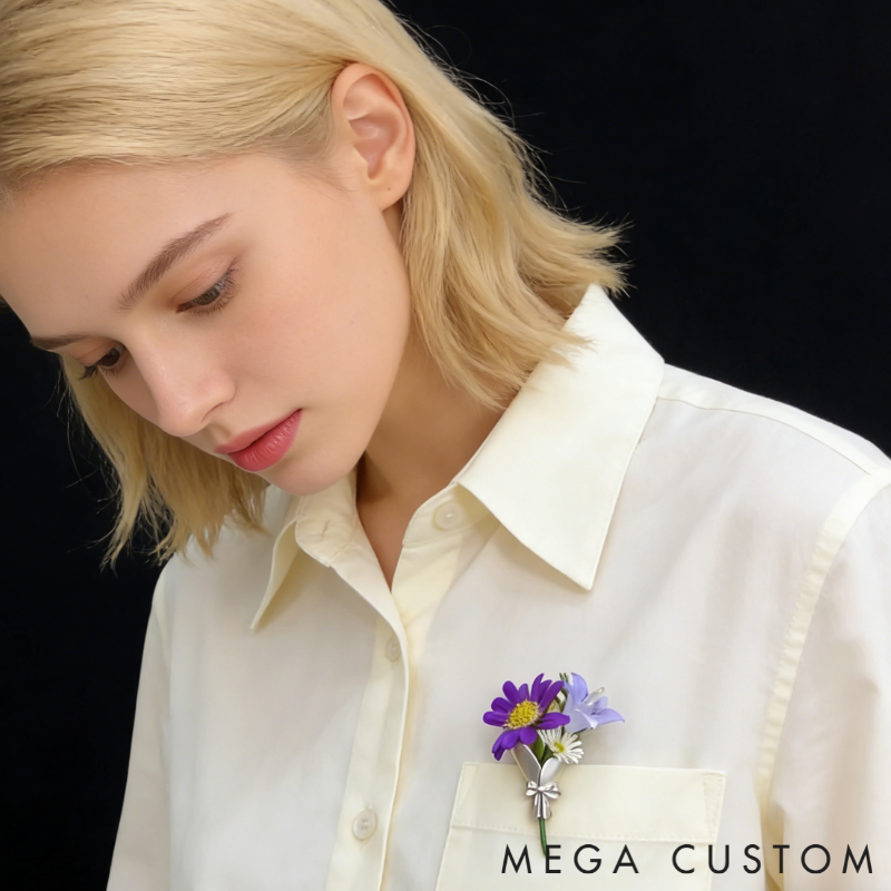 Personalized Customizable Floral Brooch Refreshing Vibe Unique Gift Choice DIY Flower Bouquet Fashion Accessory for Her