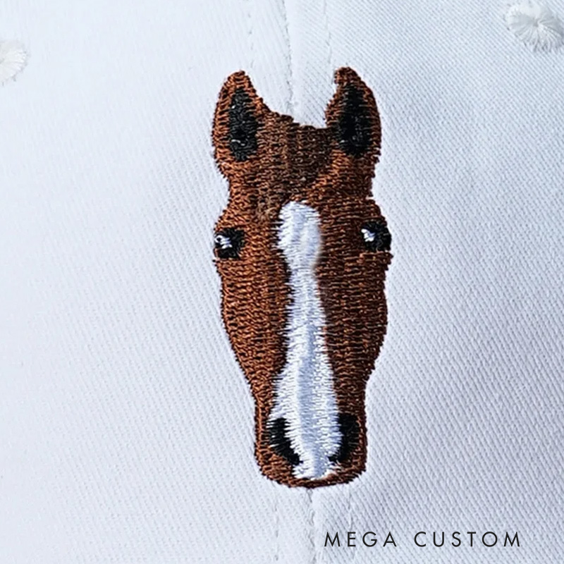 Personalized Embroidered Horse Face Photo Baseball Cap with Birthday Christmas Gift for Friends Equestrian Enthusiasts Riding Lovers