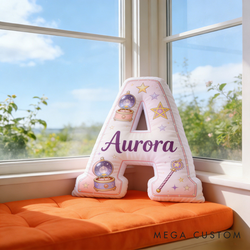 Personalized Cartoon Magic Letter Pillow with Your Name Soft Stuffed Toy for Kids Unique Decorative Cushion for Girls' Room
