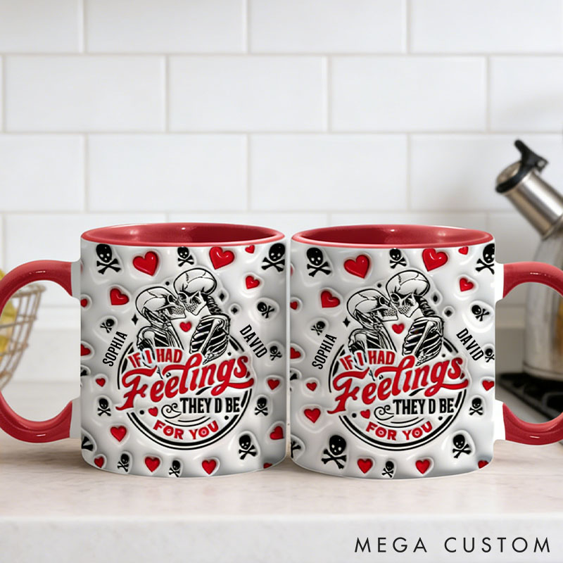 Personalized Skeleton Couple Mug If I Had Feelings They’d Be for You Couple Gothic Accent Mug Valentine's Gift