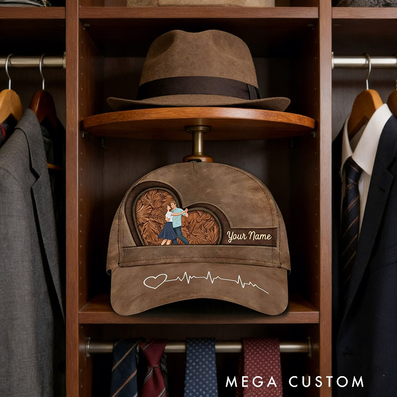 Personalized Name and Photo Cartoon Baseball Cap for Lover Family Perfect Couple Dance Lovers Custom Gift Hat with Unique Design for Valentine's Day Anniversary