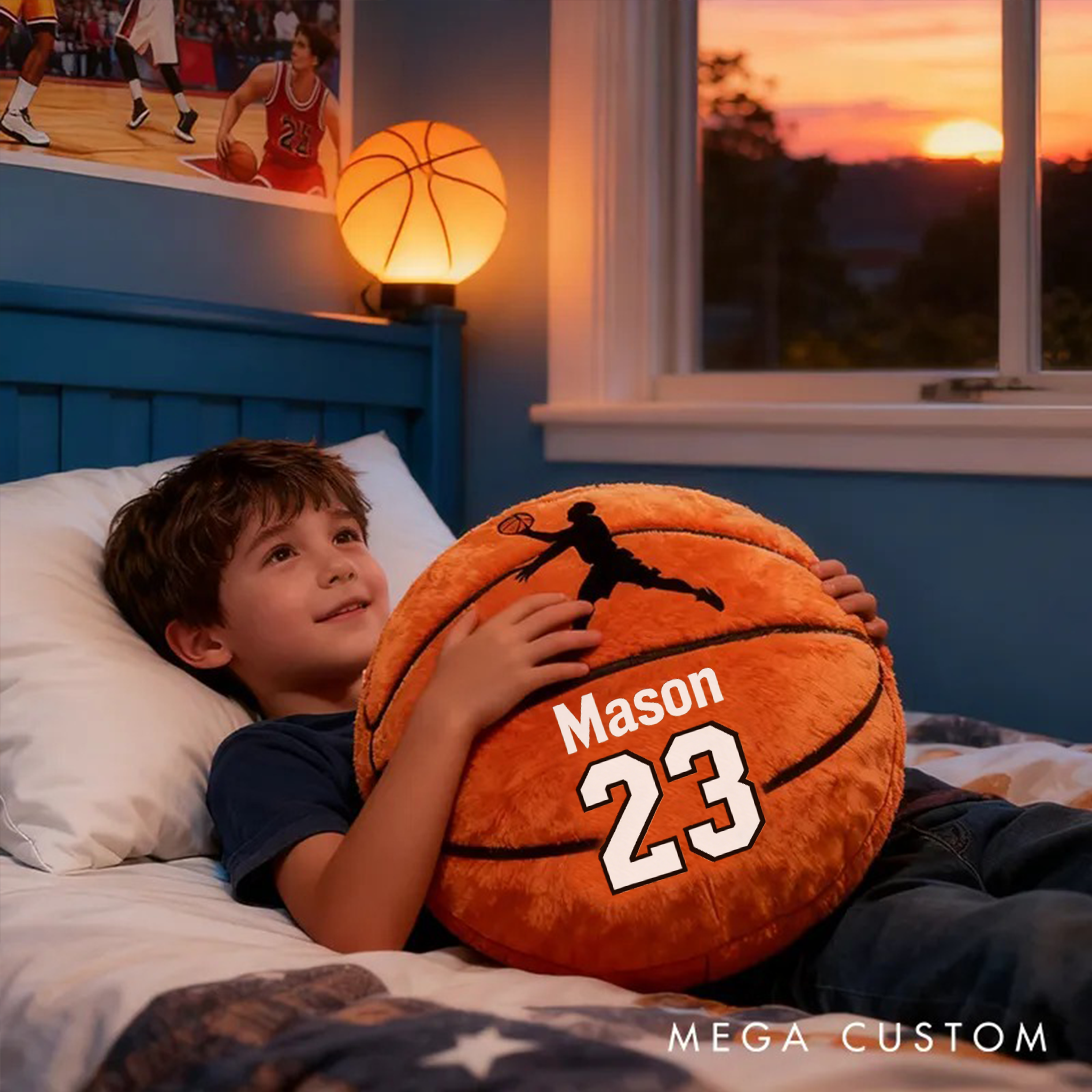 Personalized Basketball Pillow with Custom Name and Jersey Number for Kids and Sports Fans