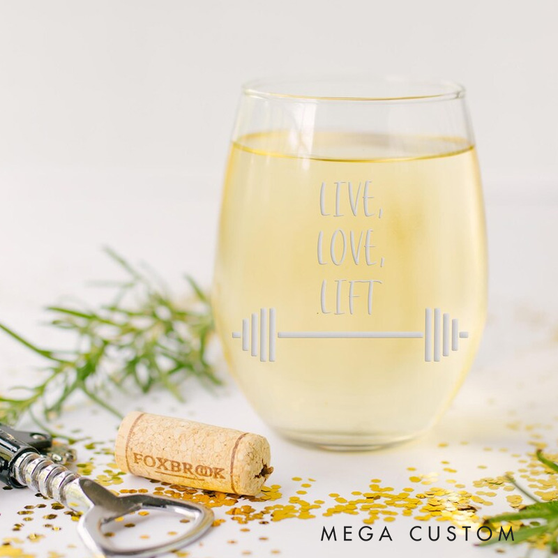 Personalized Barbell Stemless Wine Glasses Whiskey Wine Beer Glassware Gift Fitness Gift for Gym Lover