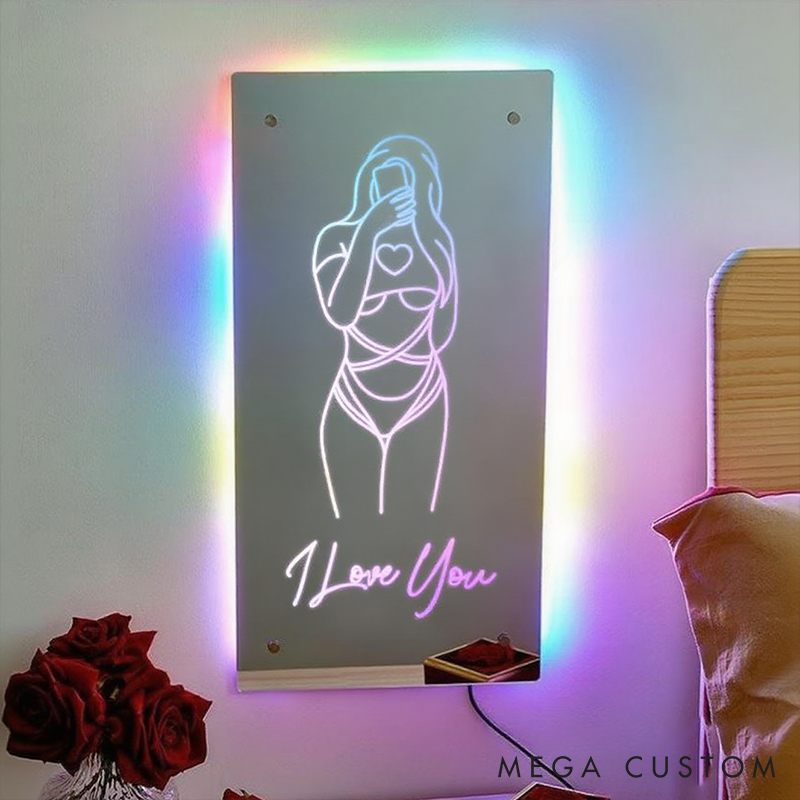 Personalized Name Seductive Mirror LED Light Valentine's Gift For Her Wife Gift Girlfriend Gift