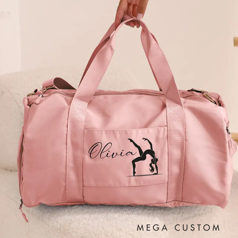 Personalized Gymnastics  Duffle Bag Name Gym Bag Initial Gym Bag Overnight Bag Birthday Christmas Gift for Fitness Lovers