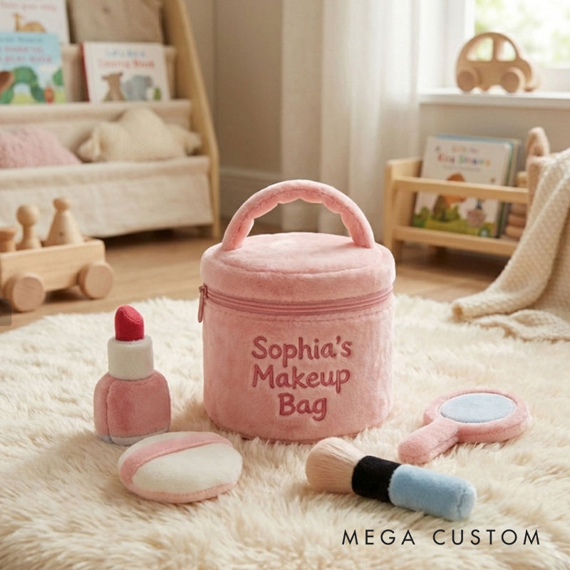 Personalized Plush Kids Makeup Bag Toy Soft, Customizable Role-Play Set for Babies & Toddlers Perfect First Gift