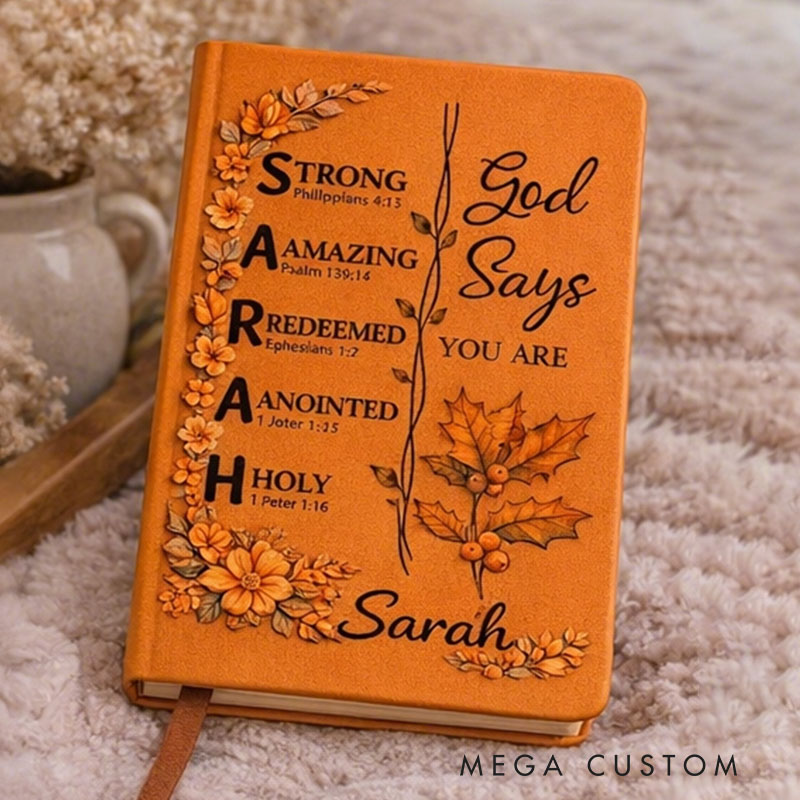 Personalized Christian Name Journal With Bible Verses, Custom Scripture Gift for Women