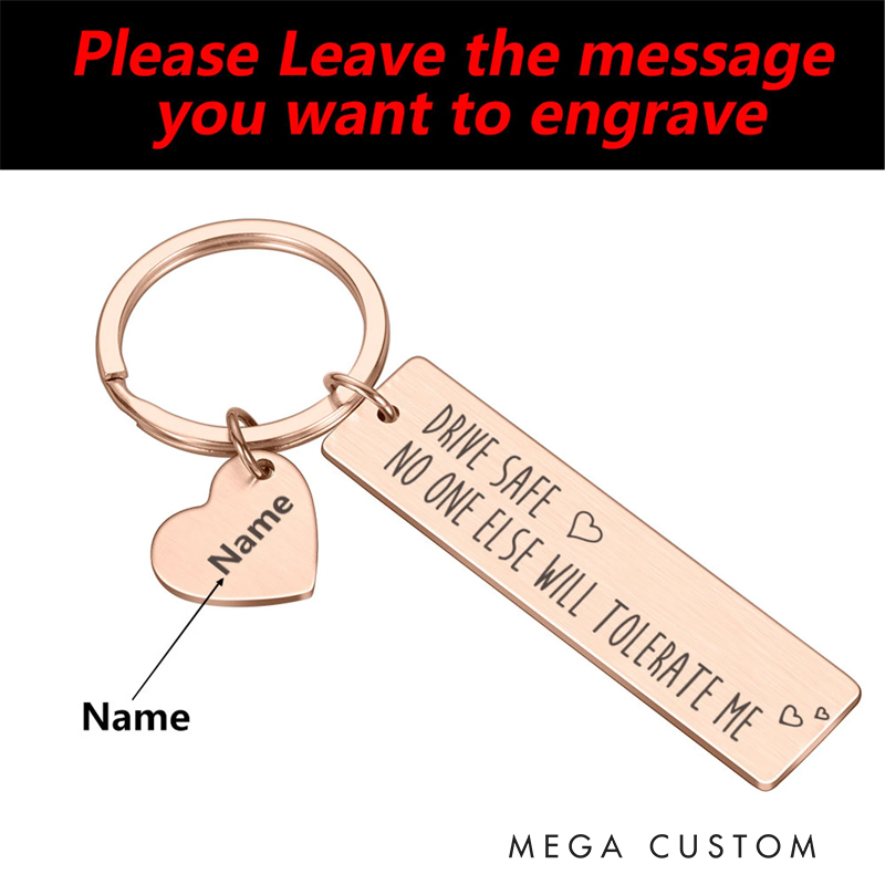 Personalized Safe Driving Keychain Custom text Meaningful Gift for Beloved
