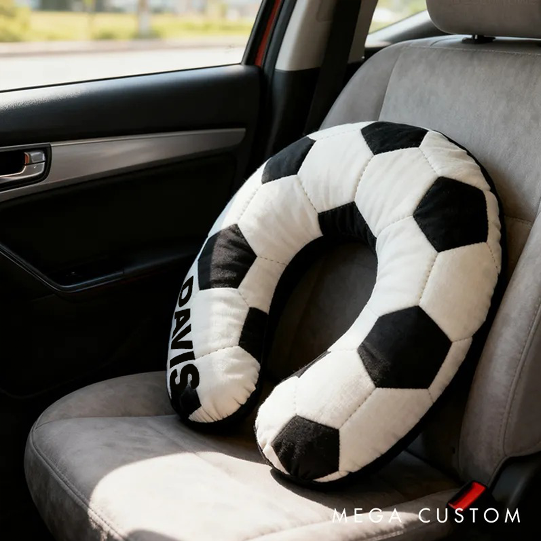 Personalized Soccer U-Shaped Pillow with Custom Name for Soccer Fans