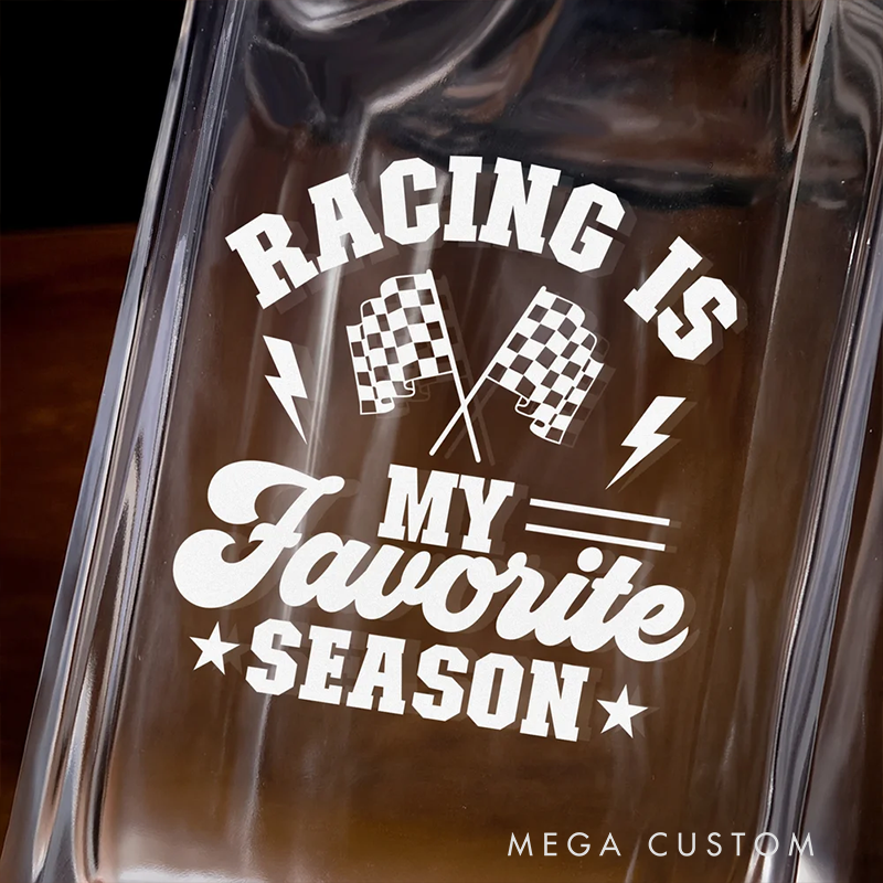 Personalized Racing Gifts Custom Whiskey Decanter and Glass Set with Engraved Text for Race Car Lovers Home Bar Decor