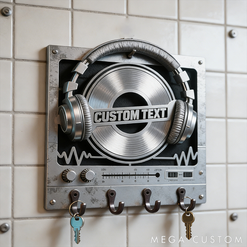 Personalized Metal Keychain with DJ Headphone Design Gift for Music Lovers