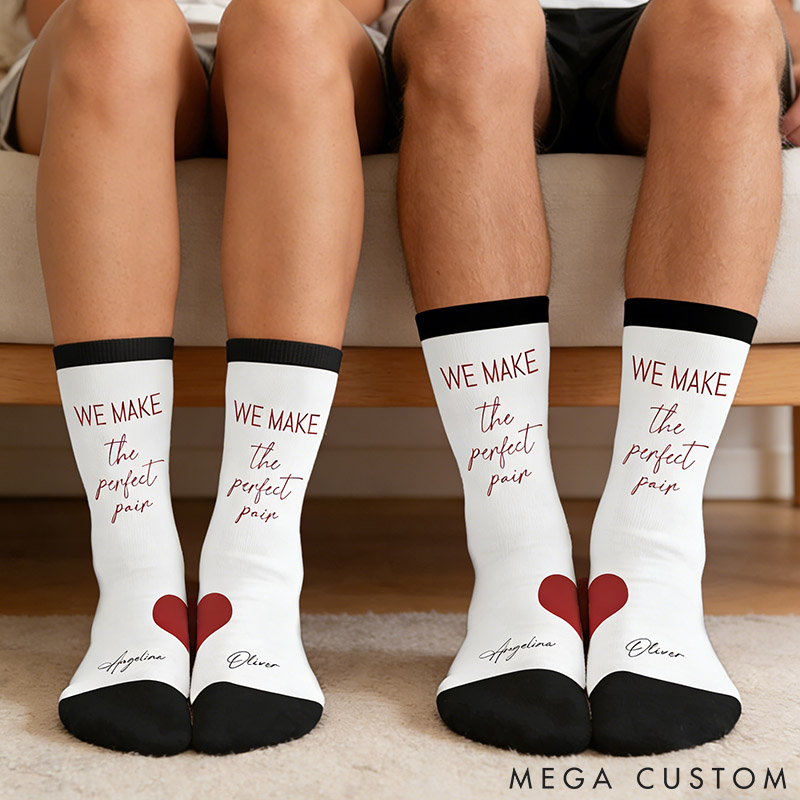 Personalized Couple We Make the Perfect Pair Socks with Name Custom Girlfriend Boyfriend Socks Valentines Day Gift for Him Her Anniversary Gift