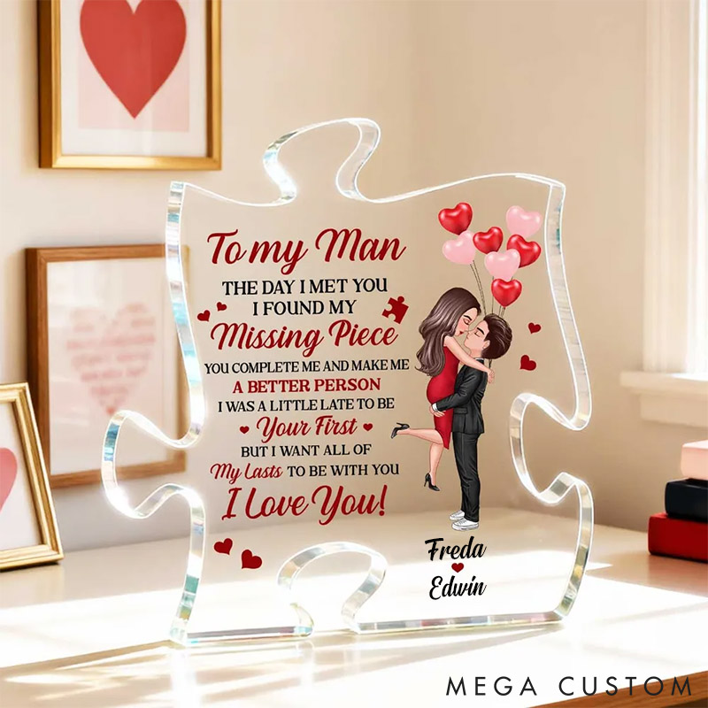 Personalized Puzzle Acrylic Plaque The Day I Met You I Found My Missing Piece Valentine's Gift for Couple Home Decor Plaque