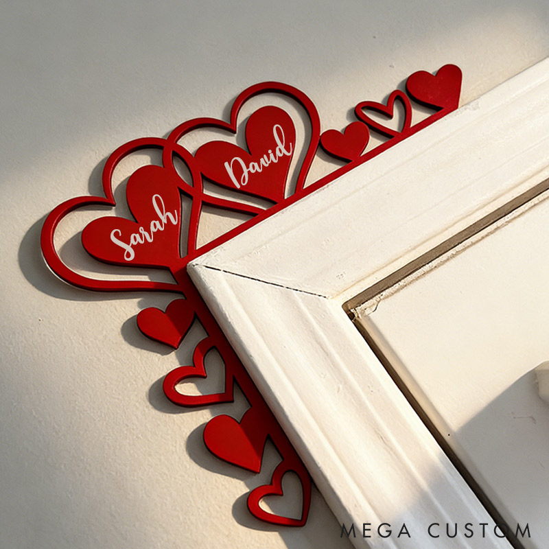 Personalized Couple Red Heart Door Corner Wood Sign Romantic Love Our Happy Corner Together Couple Home Decor Valentines Gift for Couple for Wife Husband