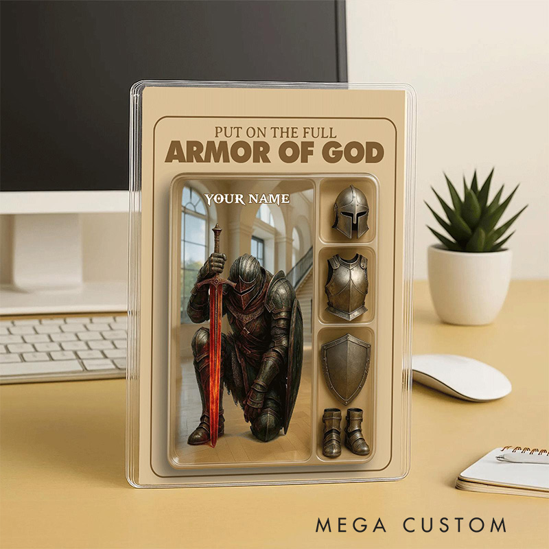 Personalized Put the Full Armor of God Acrylic Block with Custom Name Prayer Best Gift Religious Christian Gift for him