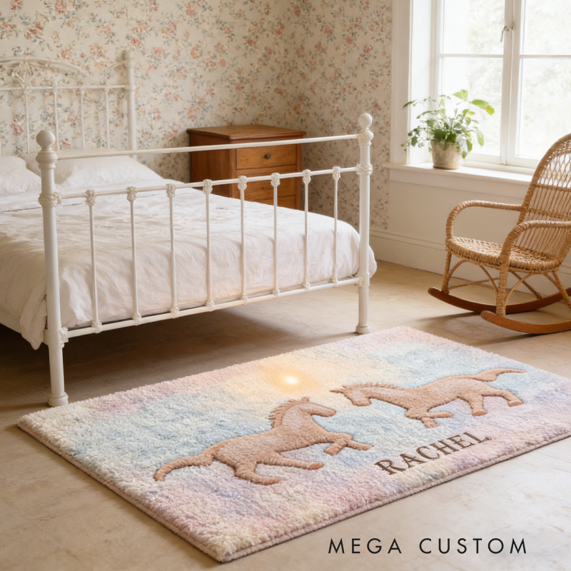 Personalized Rugs Riding Dreaming Horses Birthday Gift for Family Friends for Family for Riding Lovers Equestrian Lovers
