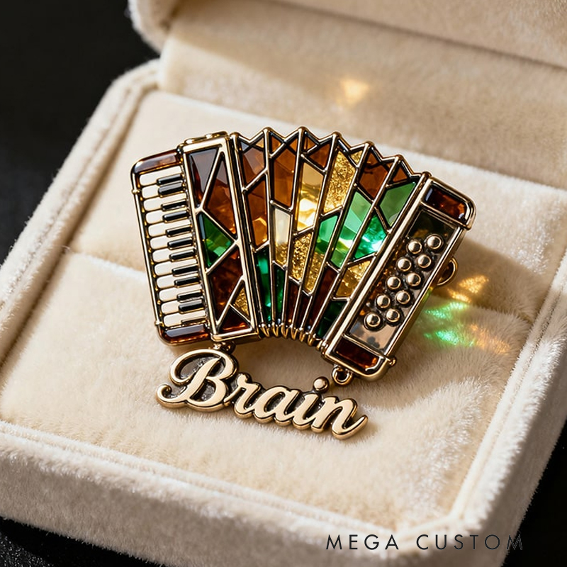 Personalized Accordion Enamel Brooch Designed with Your Beloved Instrument