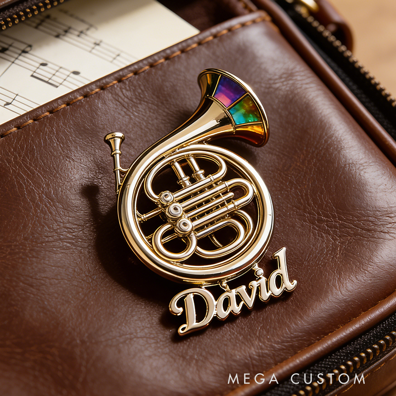 Personalized French Horn Enamel Pin Exquisitely Crafted for Music Lovers