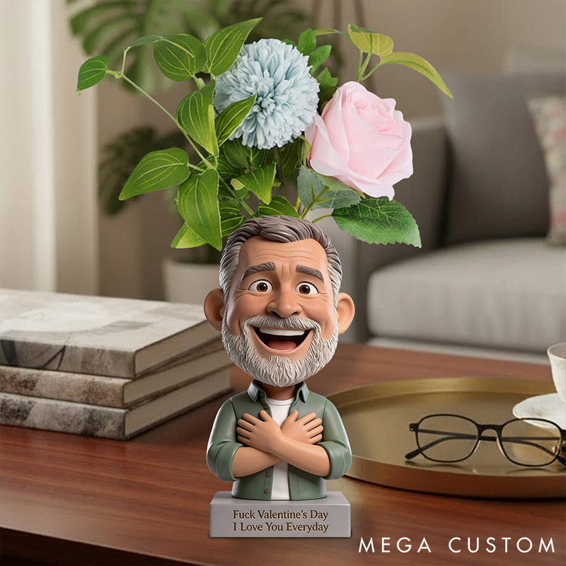 Personalized Couple Photo F*ck Valentine's Day I Love You Everyday Acrylic Flower Vase Custom Shape Man Woman Photo Portrait Vase Valentines Day Gift