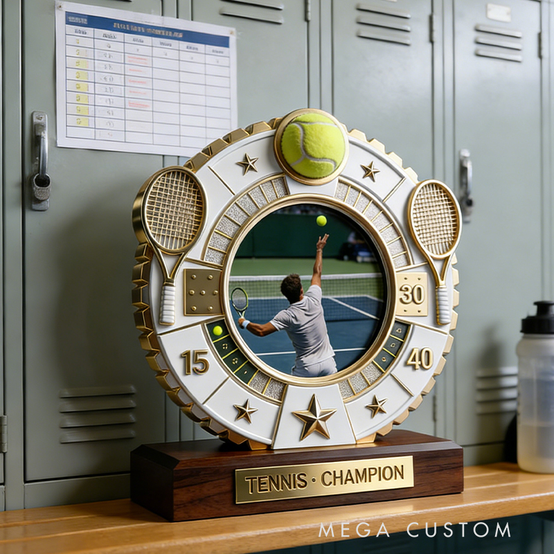 Personalized Tennis Sport Photo Album Custom Photo and Message Elegant Acrylic Decor Perfect Dynamic Holiday Gift