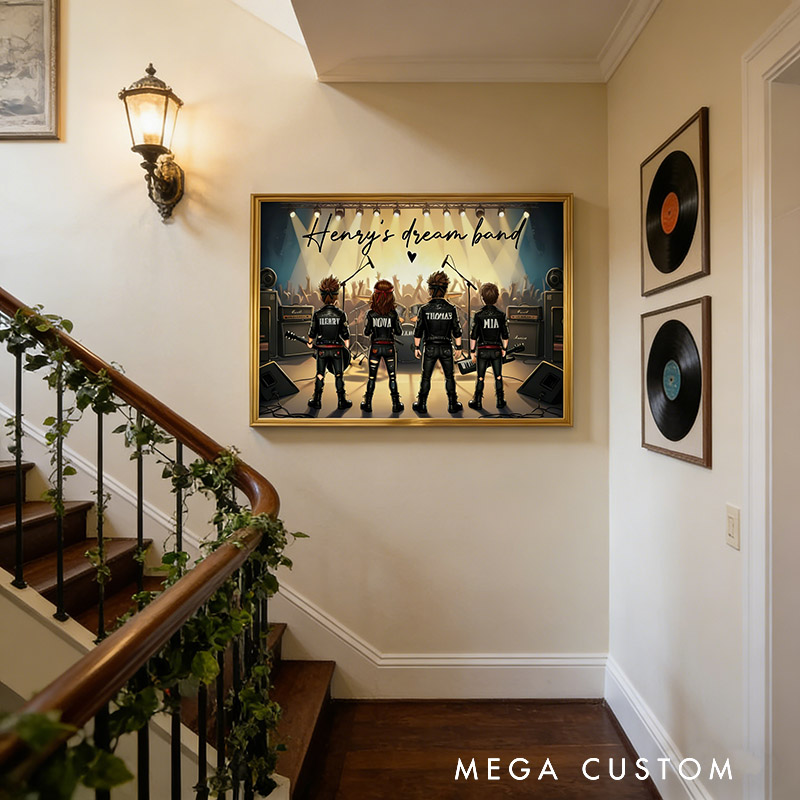 Personalized Retro Rock Dream Band Home Decor Poster with Photo and Name Gift for Fans Familys Friends Dad Mother Husband Son
