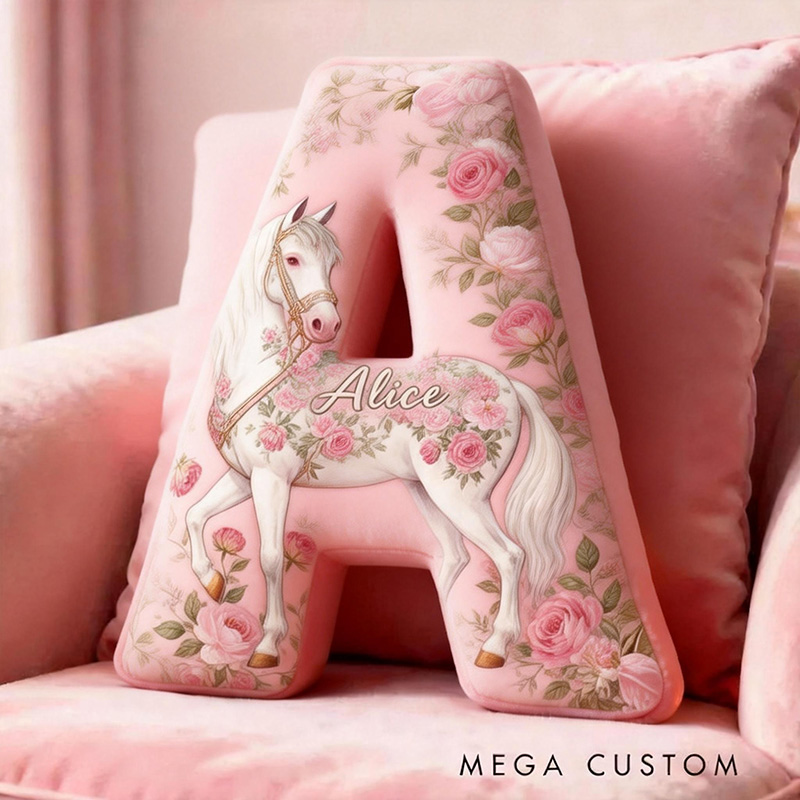 Personalized Pet Lover Funny Pink Flower Horse Graphic 3D Print Pillow